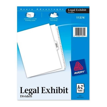 Avery Dennison Avery Premium Collated Legal Exhibit Divider, Printed A to Z, 8.5"x11", 26 Tabs, White/White 11374